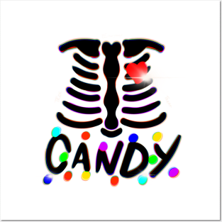 Skeleton Ribcage Candy Belly Halloween Costume Posters and Art